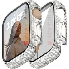 AktarMobile Apple Watch 7 8 41 mm Uyumlu Ekran Koruyucu & Kasa Koruma Full Taşlı Tasarım Işıltılı Görünüm