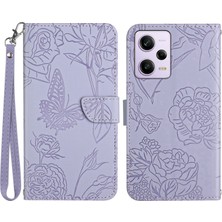 Lr Joyful Anti-Cratch Pu Deri Kabuk Xiaomi Redmi Note 12 Pro 5g, HT03 Baskılı Kelebek Çiçekler Folio Kapağı Cilt Dokun (Yurt Dışından)