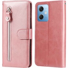 Lr Joyful Buzağı Doku Telefon Kılıfı Xiaomi Redmi Note 12 5g, Kitap Stili Pu Deri Fermuar Cep Flip Cüzdan Kapağı Standlı (Yurt Dışından)