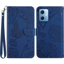 Lr Joyful Xiaomi Redmi HT03 Pu Deri Kılıf Note 12 5g, Baskılı Kelebek Çiçekleri Strap ile Cilt Touch Manyetik Flip Stand Shell (Yurt Dışından)