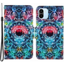 Lr Joyful Xiaomi Redmi A1 4g Çapraz Doku Pu Deri Deri Cüzdan Telefon Vaka Desen Baskı Stand Manyetik Toka Kapak Strap ile (Yurt Dışından)