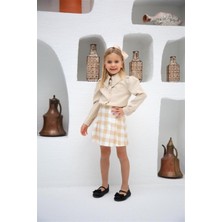 Kokoş Bebek Inci Yaka Detaylı Dijital Etek Takım