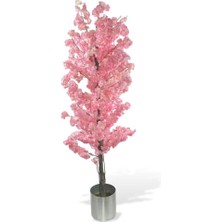 Nettenevime Yapay Ağaç Japon Kiraz Çiçeği Bahardalı Ağacı Galvaniz Saksıda Pembe Koyu Renkli 180CM