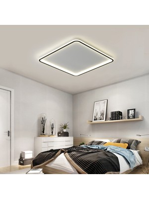 Catluz Siyah 60X60CM Kare 3 Işık Rengi LED Tavan Lambası,avize,modern Aydınlatma,dekoratif Işık