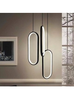 Catluz Siyah 3 Oval LED Lamba,oval Sarkıt Avize,modern Aydınlatma,dekoratif 3000K