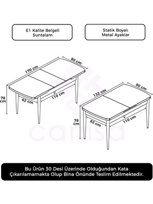 Canisa Concept Via Açılabilir Mutfak Masası-Yemek Masası Beyaz