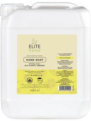 The Elite Home Bitkisel Bazlı ve Vegan Sertifikalı Sıvı El Sabunu 5 kg Citronella