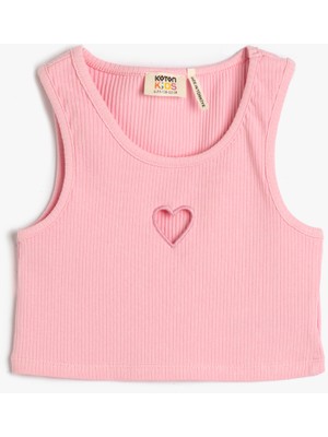 Koton Crop Üst Pencere Detaylı Kolsuz Pamuklu Ribanalı
