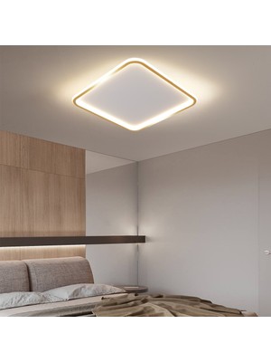 Catluz CL54100 50X50CM Gold Kare LED Tavan Lambası,avize,modern Aydınlatma,3 Işık Rengi,Kumandalı,Dimli Sistem