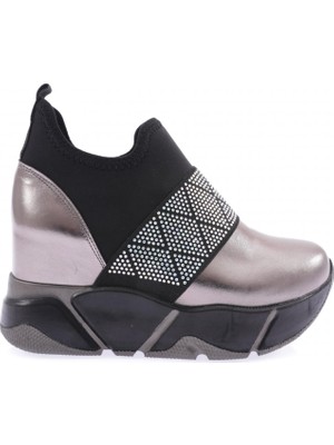 DGN M670-23Y Kadin Strech Silver Taşli Mega Kalin Taban Sneakers Ayakkabi