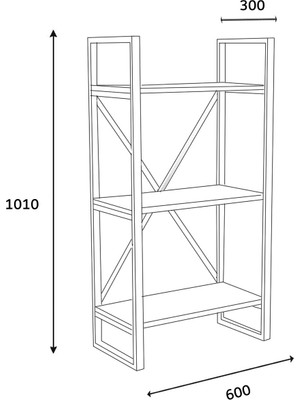 Tiamob Arni 3 Raflı Metal Kitaplık