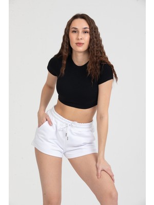 Twenty3 Kadın Beli Lastikli Basic Kısa Cepli Şort