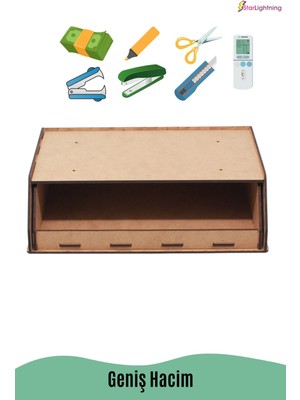 Starlightning Gizli Çekmece Organizer Masa Altı Saklama Kabı Büyük Boy Yatay Demonte Mdf