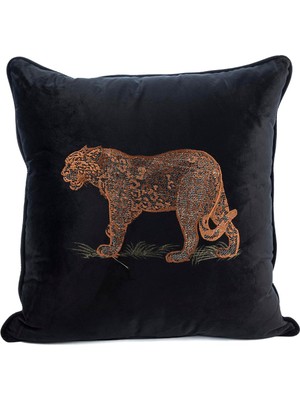 Mikasa Moor Leopar Nakışlı Siyah 55X55 Yastık Kırlent