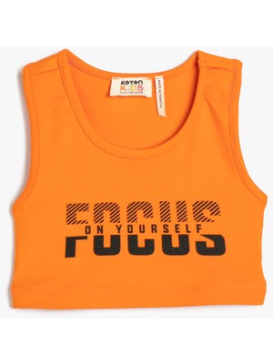 Koton Crop Spor Üst Kolsuz Baskı Detaylı
