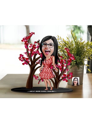 Bk Gift Kişiye Özel Anneler Günü Karikatürlü 3D Ahşap Biblo, Anneler Günü Biblo, Ahşap Biblo, Anneye Hediye, Ev Dekoru-2