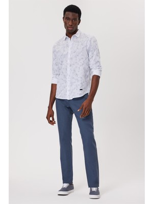 Lee Cooper Sanremo Erkek %100 Pamuk Dokuma Gömlek Beyaz-Laci