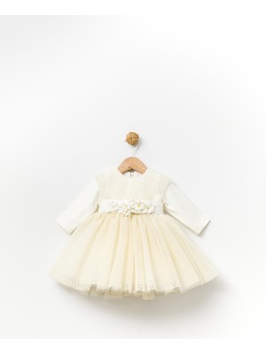 Babydola Desenli Tül Kız Bebek Çocuk Abiye Bayramlık Elbise 13892