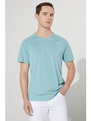 Altınyıldız Classics Erkek Petrol Slim Fit Dar Kesim Bisiklet Yaka Pamuklu Esnek Tişört