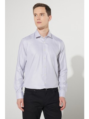 ALTINYILDIZ CLASSICS Erkek Gri Ütü Gerektirmez Taılored Slim Fit Dar Kesim Klasik Yaka %100 Pamuk Non-Iron Gömlek