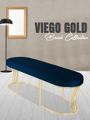 Gazzini Furniture Viego Gold Smooth-Kapitoneli Model Puf & Bench & Koltuk-Oturak-Uzun Makyaj Puff-Yatak Odası Ucu &önü