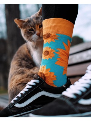 Jiggle Wiggles Jiggles Wiggles - Ayçiçeği Desenli Çorap – Özel Tasarım Pamuklu Uzun Çorap Modeli, Eğlenceli - Renkli Desenli Unisex Çorap