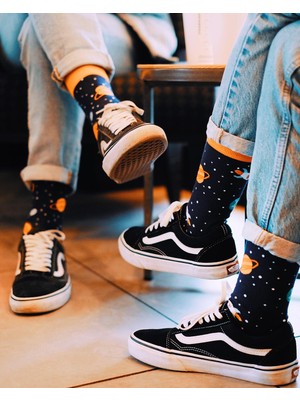 Jiggle Wiggles Jiggles Wiggles - Gezegen Desenli Çorap – Özel Tasarım Pamuklu Uzun Çorap Modeli, Eğlenceli - Renkli Desenli Unisex Çorap