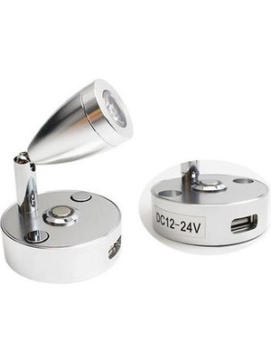 SLD Gümüş 3 W DC12V Rv Tekne LED Okuma Işık ile Dokunmatik Kontrol Anahtarı ve USB Şarj Bağlantı Noktası Duvara Monte Lamba Başucu Veya Koltuk (6000K Soğuk Beyaz) (Yurt Dışından)