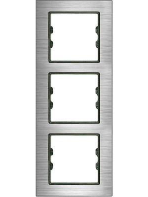 Arvehu Electric Asfir Schneider Asfora Serisine Özel Üçlü Gümüş Alüminyum Dikey Anahtar Priz Çerçevesi