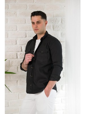 Akçaylar Regular Fit Çift Cepli Renkli Erkek Pamuklu Kot Gömlek