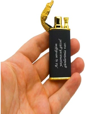 Mobgift Kişiye Özel Timsah Figürlü Çift Alevli Çakmak