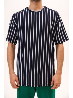 Insane Minds Erkek Tişört-Shirt Çizgili Desen Bol Kalıp Tshirt