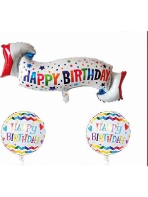 Kidspartim 3 Lü Happy Bırthday Yazılı Folyo Balon