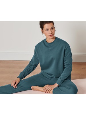 Tchibo Oversize Yoga Sweatshirt, Koyu Zümrüt Yeşili