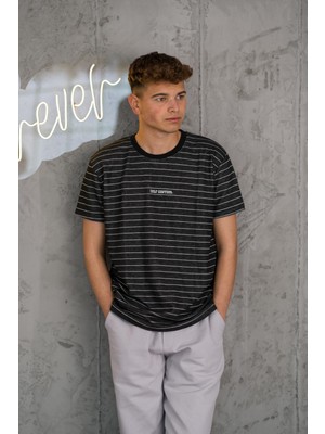 Akçaylar Reguler Fit Bisiklet Yaka Likralı Çizgili Erkek Yazlık T-Shirt