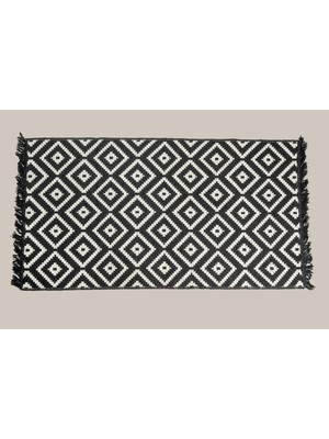 Obam 60X85 Çift Taraflı Yıkanabilir Siyah-Beyaz Halı Kilim