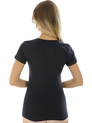 Almila (5 Adet) Kısa Kollu V Yaka Slim Fit Kadın Body T-Shirt 2036