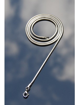 Rua Jewelry Yuvarlak Yılan Model Zincir Paslanmaz Çelik Kolye Gümüş Renk -65 Cm- 3mm