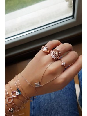 MorMajor Silver Ithal Baget Taşlı Neila 1 Gümüş Yüzük