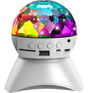 Hoparlör Dönen Işıklı Disco Sahne Ensiga Disko Topu Bluetooth USB LED Işıklı Mp3