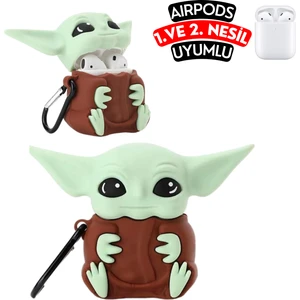 Airpods 1. ve 2. Nesil Uyumlu Baby Yoda Figürlü Sevimli Koruyucu Silikon Kılıf