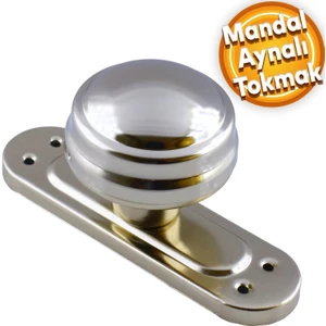 Mandal Aynalı Kapı Tokmağı Topuzu Kolu Metal Tokmak Nikel