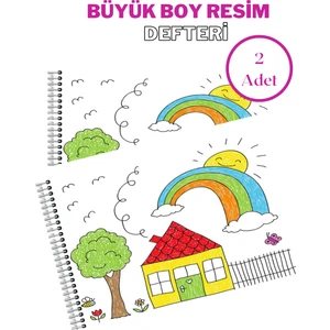 2'li Resim Defteri Spiralli Karton Kapak 25X35 cm 15 Yaprak Mediart Resim Defteri Büyük Boy
