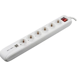 6'lı Akım Korumalı Çift USB Li Kablolu Grup Priz