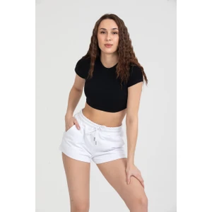Kadın Beli Lastikli Basic Kısa Cepli Şort