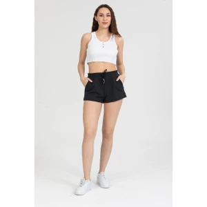 Kadın Beli Lastikli Basic Kısa Cepli Şort