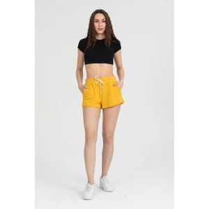Kadın Beli Lastikli Basic Kısa Cepli Şort