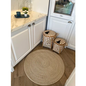 Milda Jüt Hasırlı Örgü Kilim 74 Yuvarlak Jüt Halı