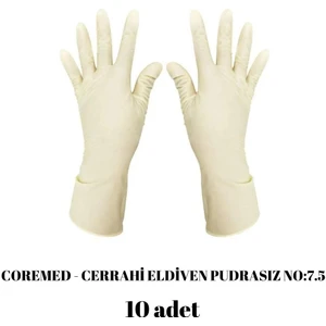 Coremed - Cerrahi Eldiven Pudrasız No:7.5 - 10 Adet