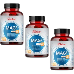 Mag 3 Magnezyum Sitrat & Bisglisinat & Malat 679 Mg 60 Kap. x 3 Adet